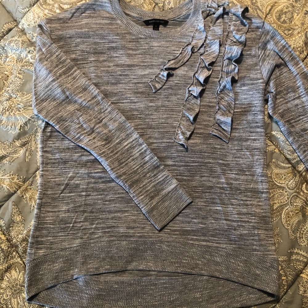 Banana Republic gray sweatshirt with ruffle detail - Picture 3 of 9